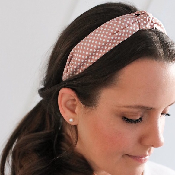 Pink & White Polka Dot Knotted Headband | Hairband - Picture 3 of 3